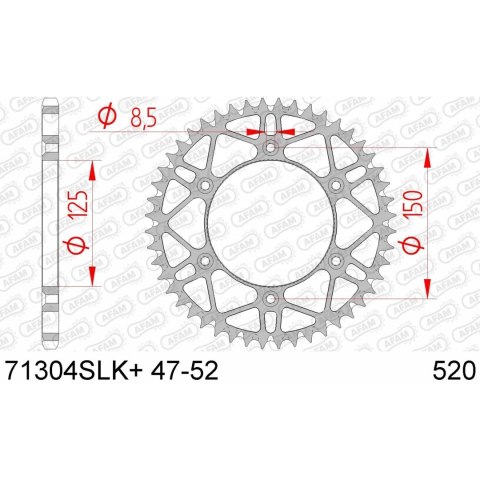 AFAM ZĘBATKA TYŁ STALOWA 71304SLK+50 #520 50 Z