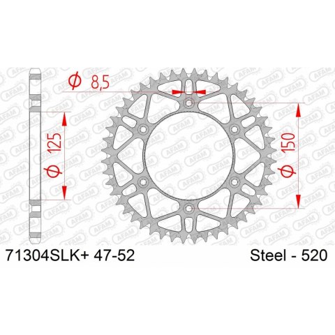 AFAM ZĘBATKA TYŁ STALOWA 71304SLK+51 SLK #520 51 Z