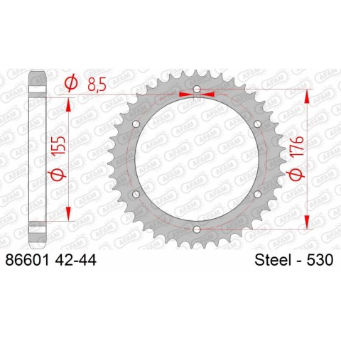 AFAM ZĘBATKA TYŁ STALOWA 86601-42 #530 42 ZĘBY