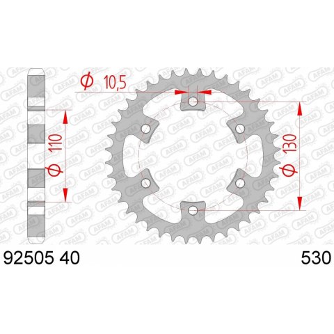 AFAM ZĘBATKA TYŁ STALOWA 92505-40 #530 40 Z