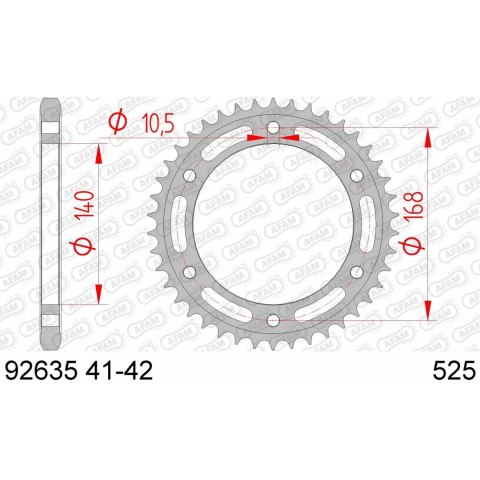AFAM ZĘBATKA TYŁ STALOWA 92635-42 #525 42 ZĘBY