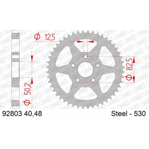 AFAM ZĘBATKA TYŁ STALOWA 92803-48 #530 48 ZĘBY